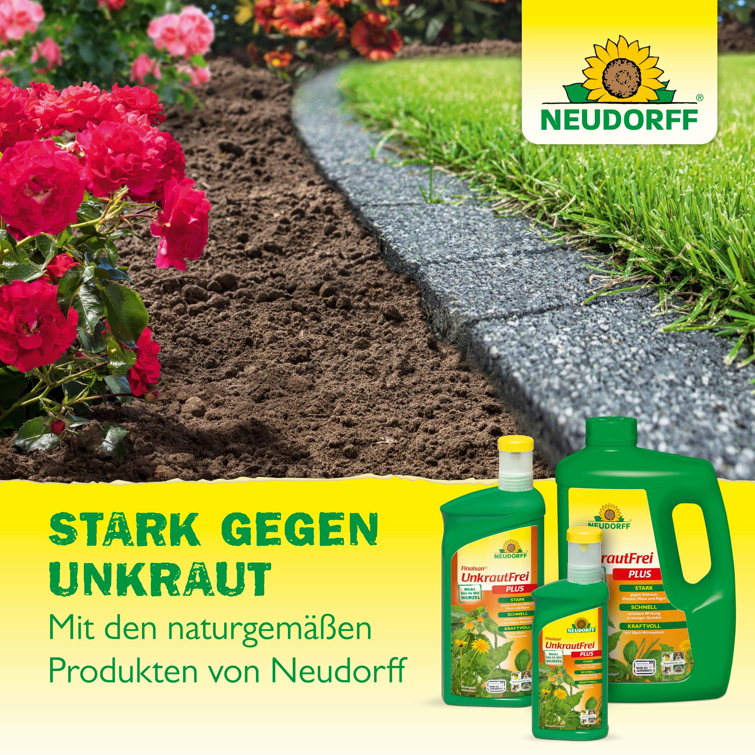 Neudorff Unkrautbekämpfungsmittel Neudorff BioKraft Grundstoff Essig AF 1L für 100m², 100% natürlicher, anwendungsfertiger Unkrautvernichter, für befestigte Flächen wie Wege und Terrassen