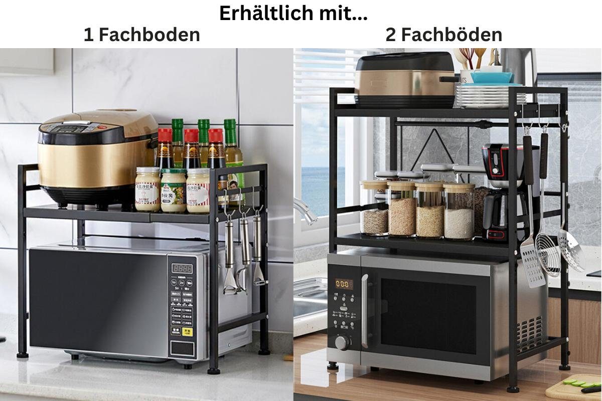 46x40-60x36cm BERLINLODGE® Mikrowellenregal HxBxT Küchenregal 40-60cm Ausziehbar Schwarz