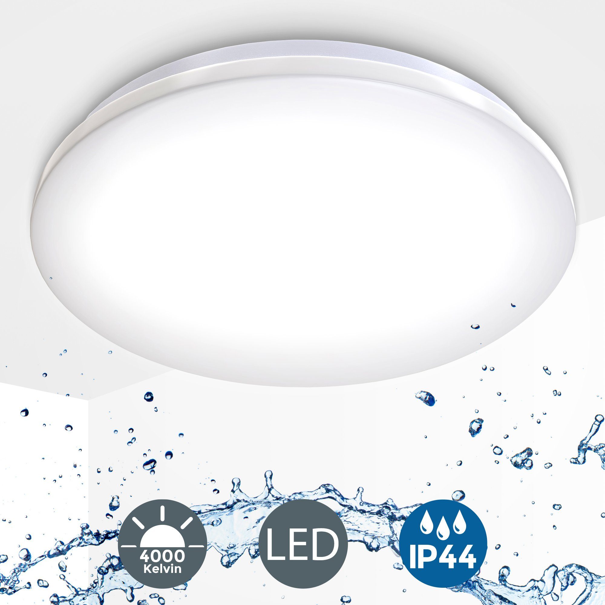 B.K.Licht LED 1200lm Modul 12 flach, Neutralweiß, LED weiß inkl. Watt 4000K, LED fest integriert, Deckenleuchte, Deckenlampe, Bad