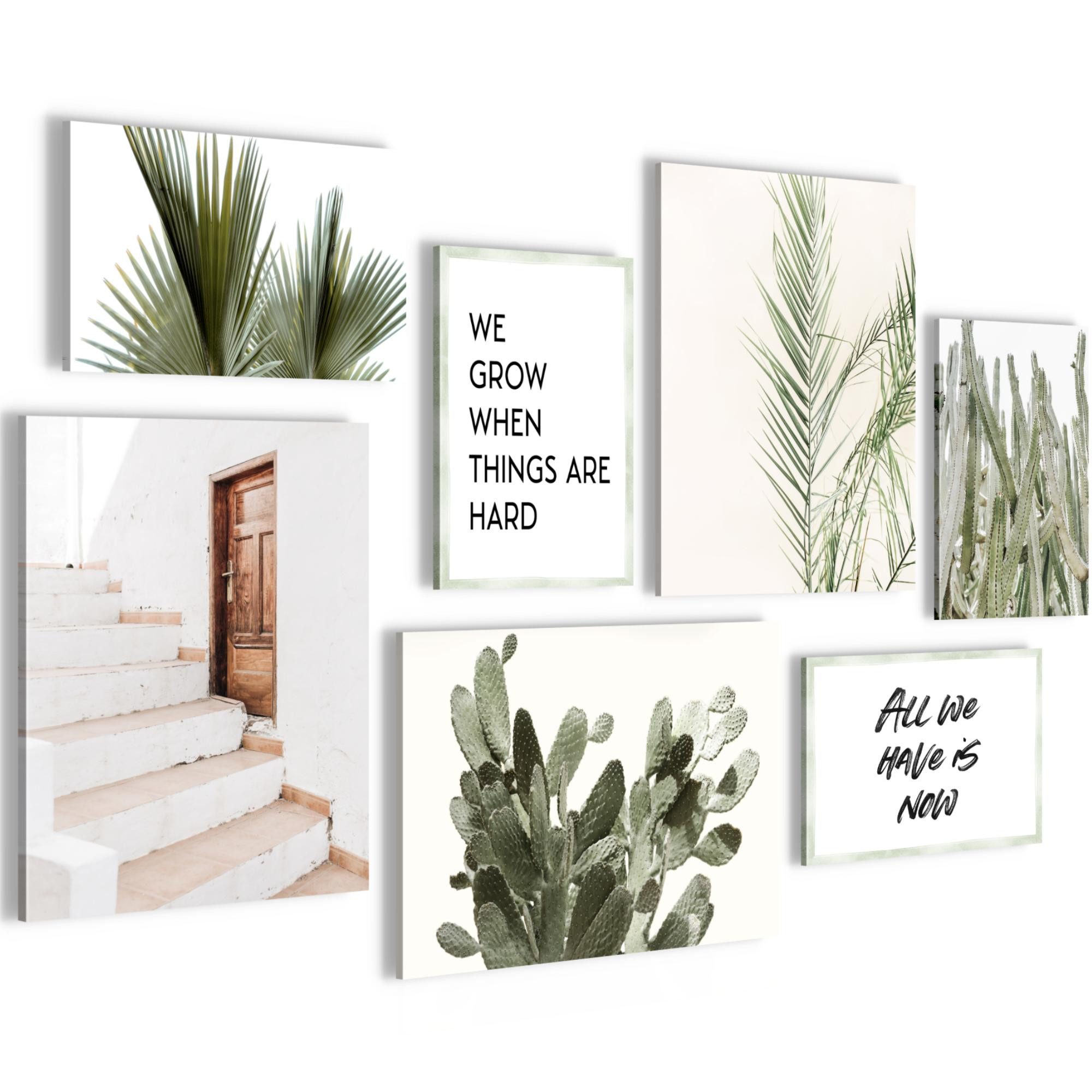 Novart Wandbild Grüne Blätter AUFHÄNGFERTIG Zitate Home Schlafzimmer N010571a, 110L x 73B cm
