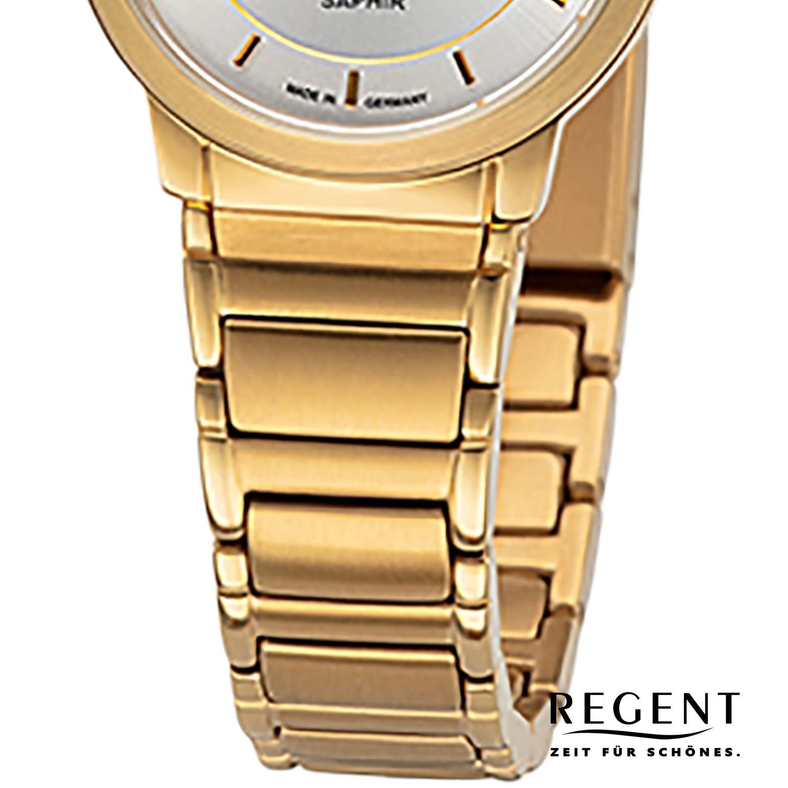Regent Quarzuhr Armbanduhr Damen Armbanduhr (ca. rund, 26,5mm), klein Analoganzeige, Damen Metallbandarmband Regent