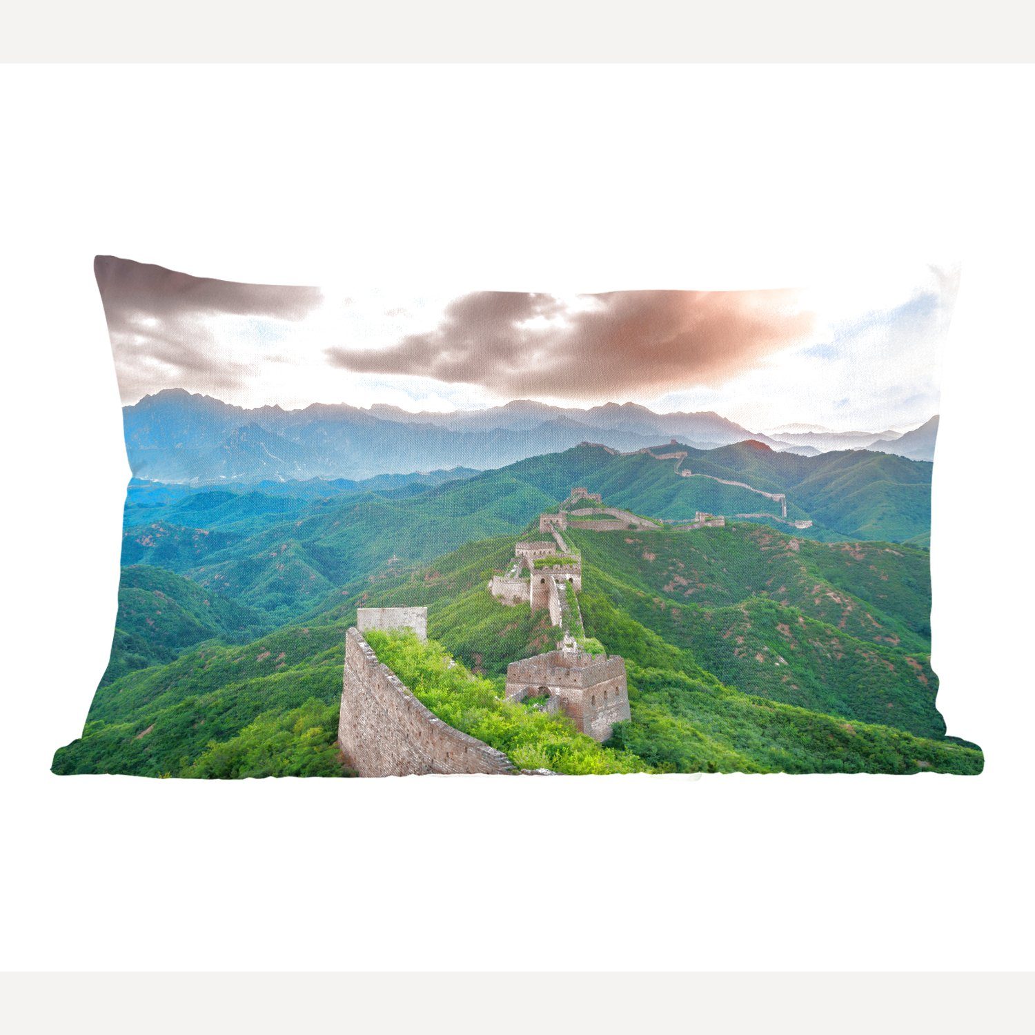 MuchoWow Dekokissen Chinesische Mauer in den Bergen, Wohzimmer Dekoration, Zierkissen, Dekokissen mit Füllung, Schlafzimmer