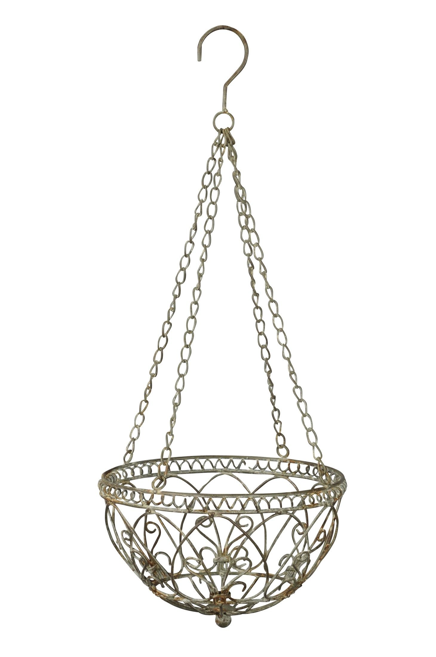 finehomegarden Blumenampel Hängeampel mit Kette Hängekorb Metall Blumenampel grau/braun (1 St), Pflanzkorb zum Aufhängen Ø30cm H68cm für Garten Balkon und Terrasse