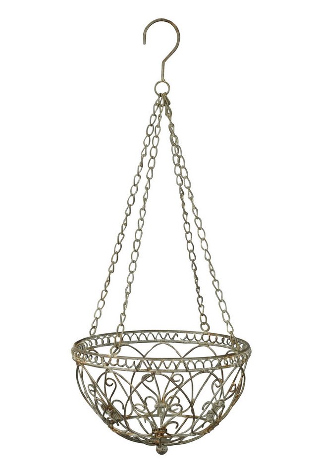 finehomegarden Blumenampel Hängeampel mit Kette Hängekorb Metall Blumenampel grau/braun (1 St), Pflanzkorb zum Aufhängen Ø30cm H68cm für Garten Balkon und Terrasse