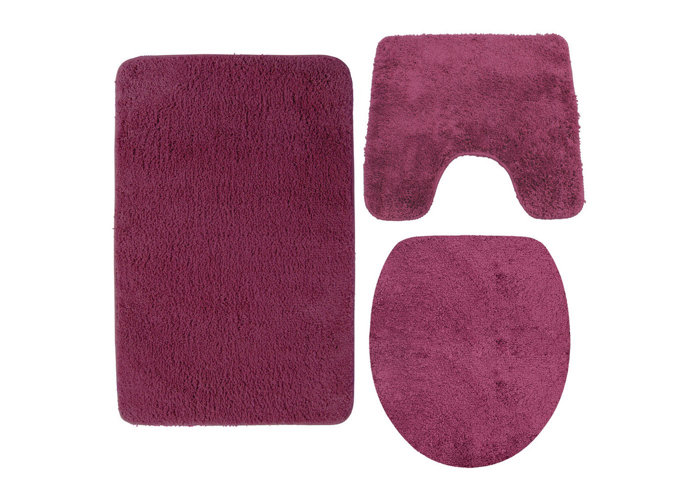 NYVI Badematte Badematten Set 3 teilig NYVISpa Lasalle Badezimmerteppich Set, Höhe 20 mm, Polyester, Badematte 50x80 + WC Vorleger mit Ausschnitt 45x50 + WC Deckelbezug