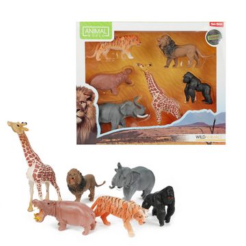 Toi-Toys Spielfigur Animal World Tierfiguren - 5 Wilde Tiere, Tiger, Löwe, Nilpferd, Elefant, Giraffe, Gorilla