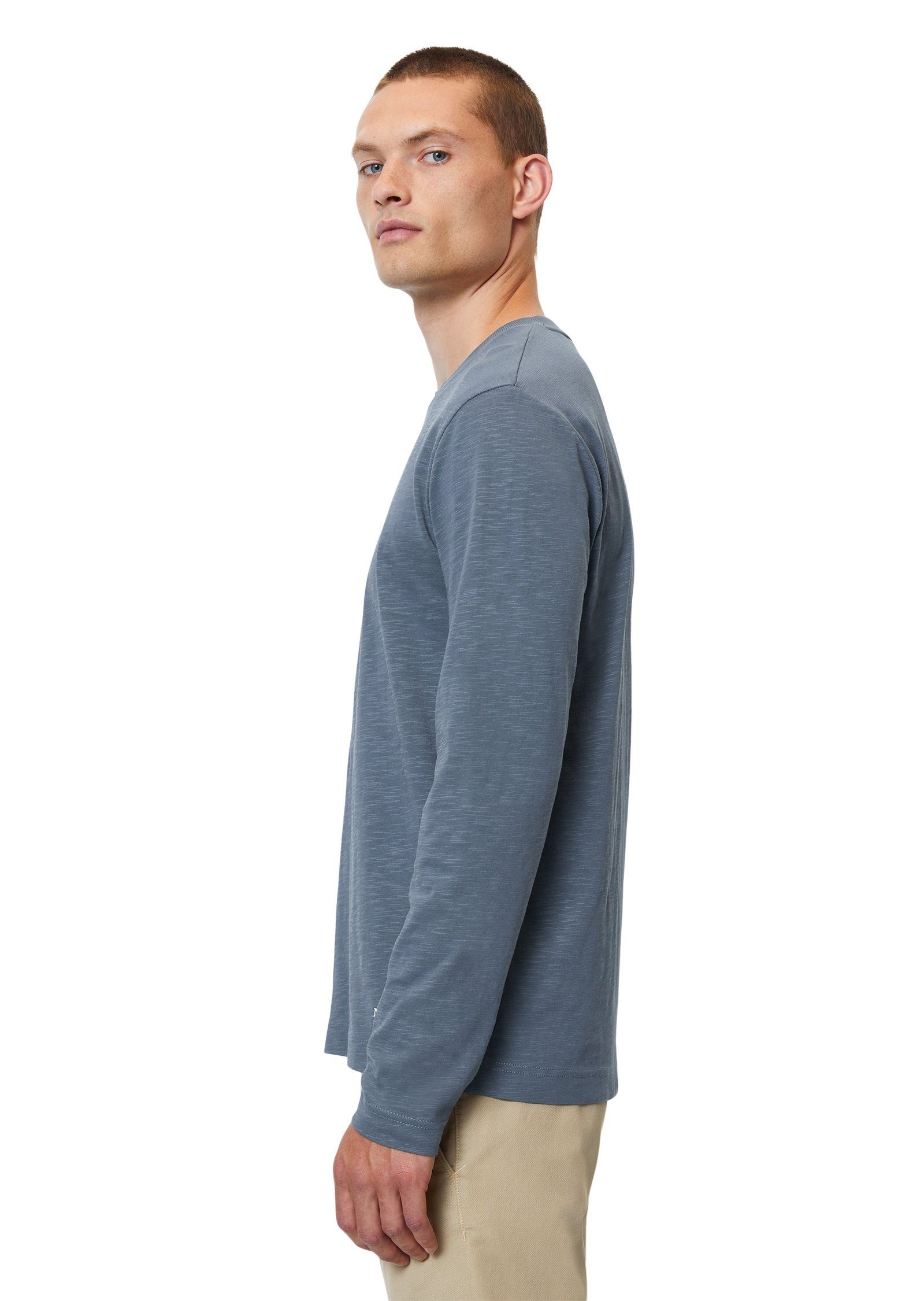 Langarmshirt in Heavy-Slub-Jersey-Qualität O'Polo blau Marc