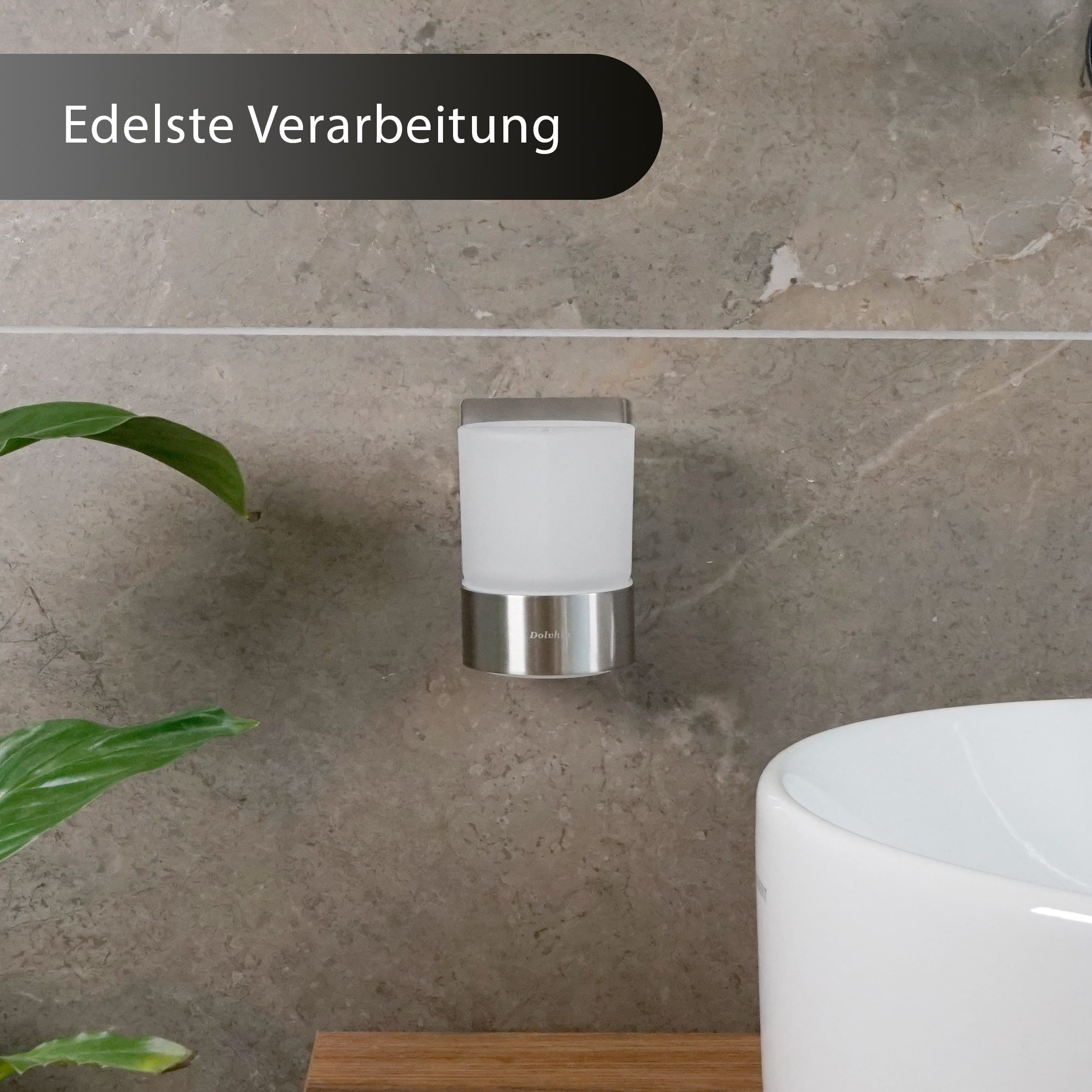 Dolvhin Zahnputzbecher Wandmontage ohne Bohren, Glas Zahnputzbecherhalter, Zahnbürstenhalter, (inkl. extra starkem 3M Klebestreifen), Zahnbürsten Organizer mit  – Bild 4 von 5