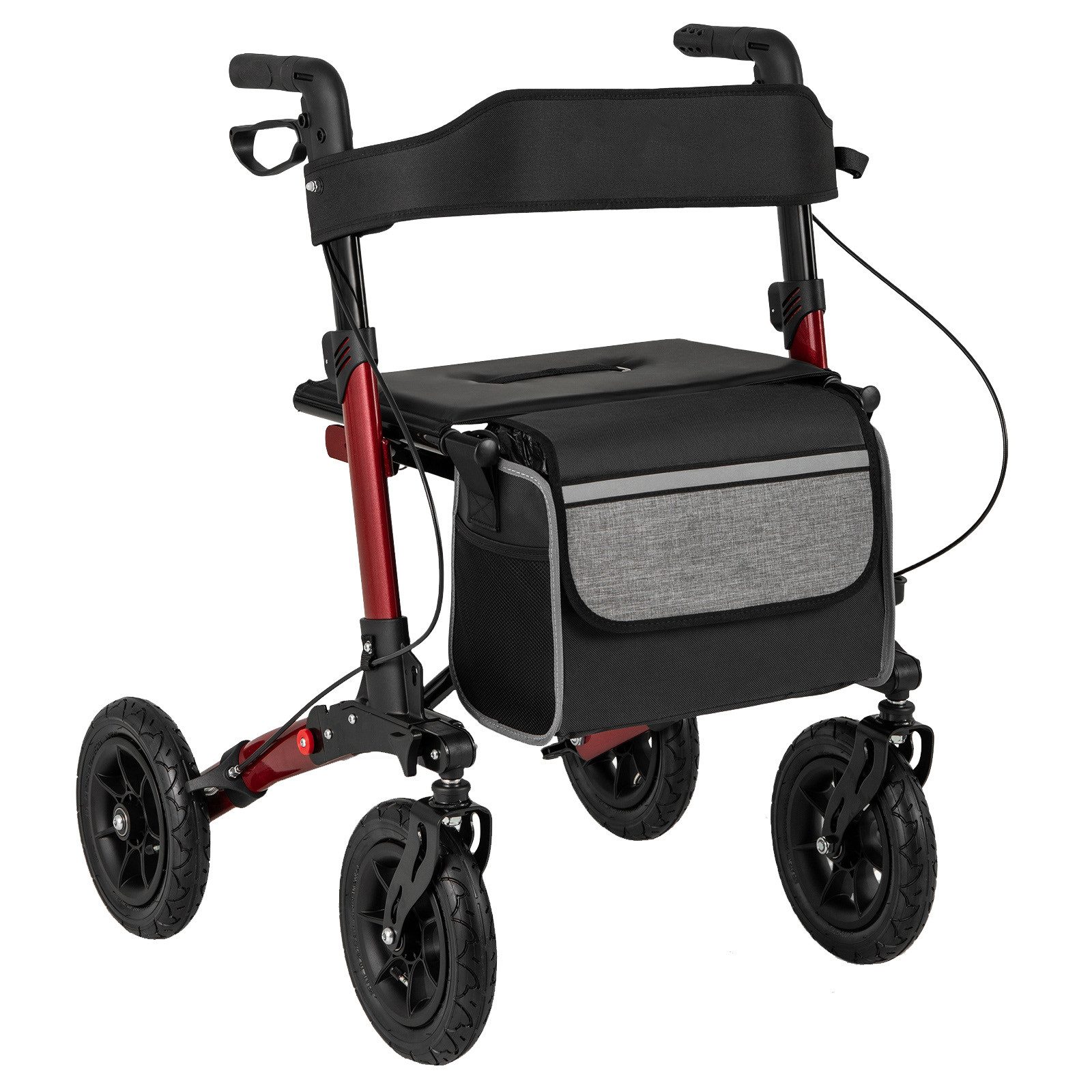 COSTWAY Rollator, Gehhilfe mit Luftbereifung, Aluminium, bis 140 kg