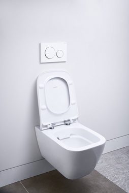 GEBERIT WC-Sitz Smyle Square, WC-Sitz mit Absenkautomatik und Quick-Release-Scharnieren - Weiß