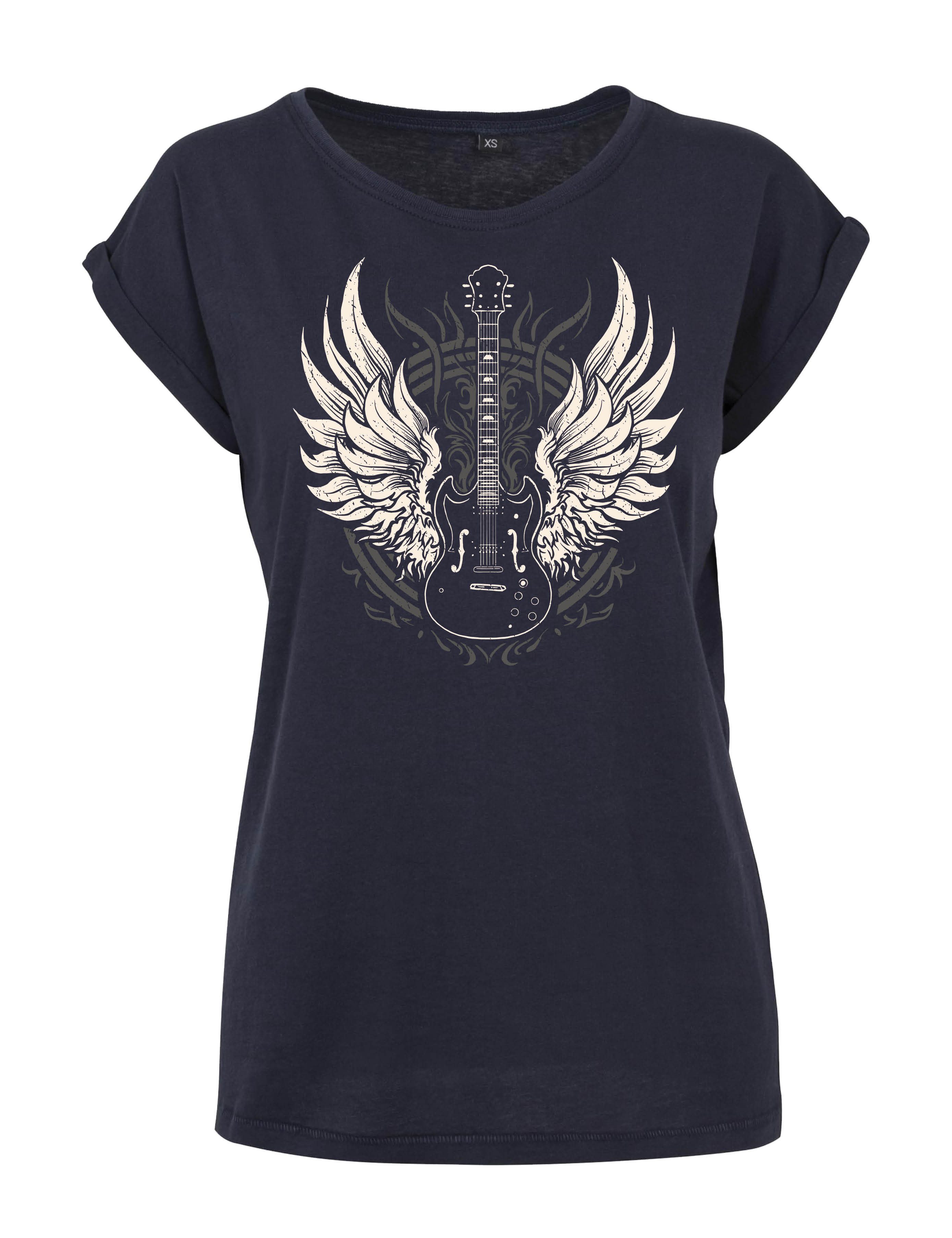 Youth Designz Print-Shirt "Gitarre mit Flügel" Damen T-Shirt Statement Geschenk Frauen Motiv mit stylischen Aufdruck für Frauen