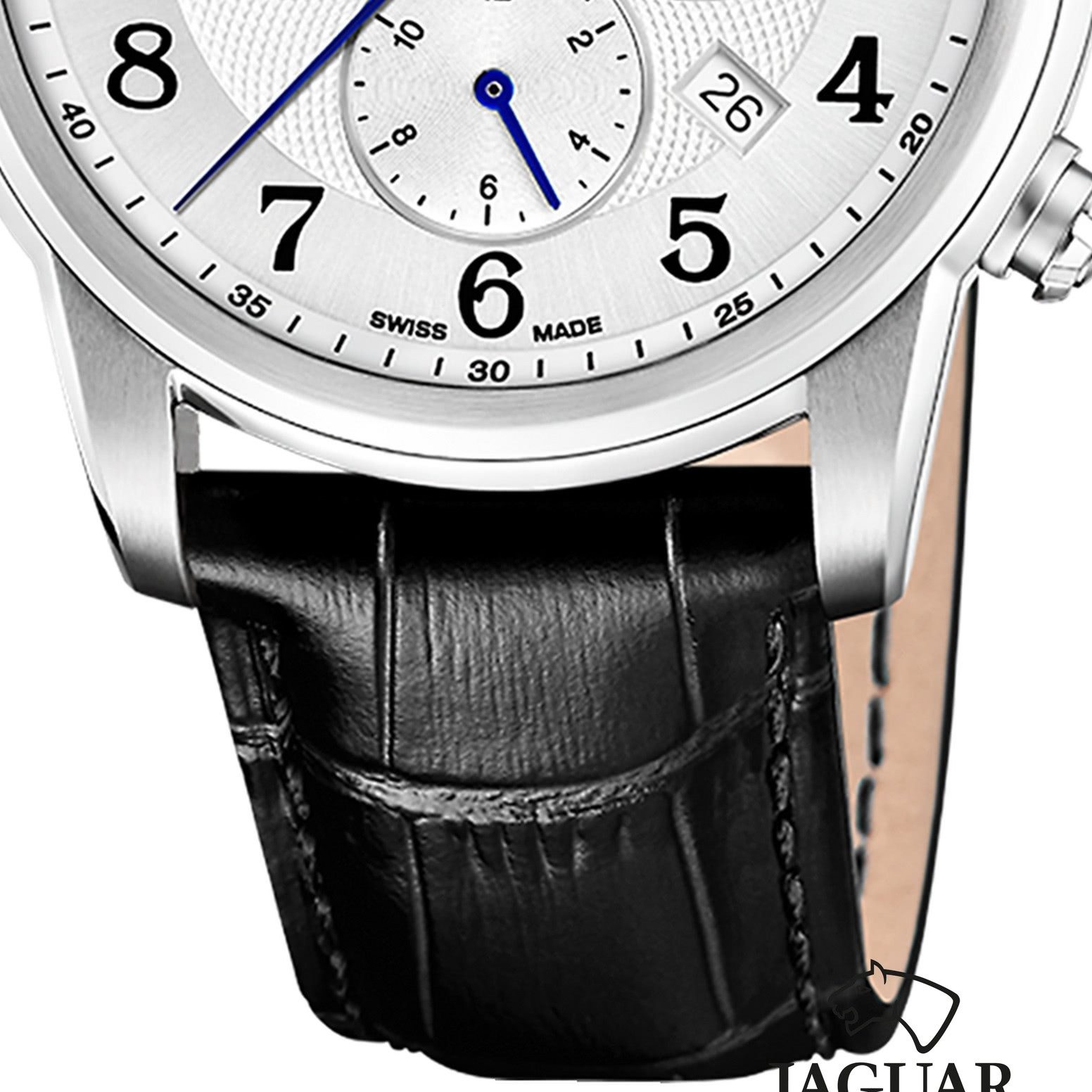 JAGUAR Chronograph Jaguar Herrenuhr Leder schwarz Jaguar, (Chronograph), Herren Armbanduhr rund, Lederarmband schwarz