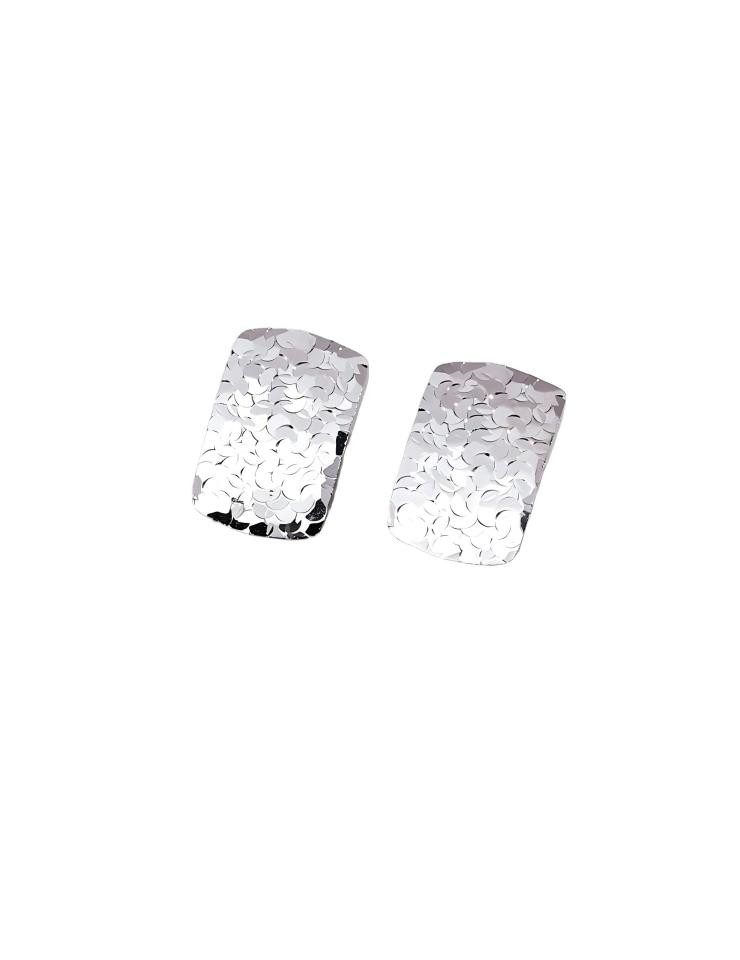 Jumpeak Paar Ohrstecker S925 Silber Ohrstecker Gehämmert Rechteckig Damen Schmuck Geschenk, 18K Vergoldet Ohrstecker Hammer-Textur Vintage-Gold Weißgold Damen