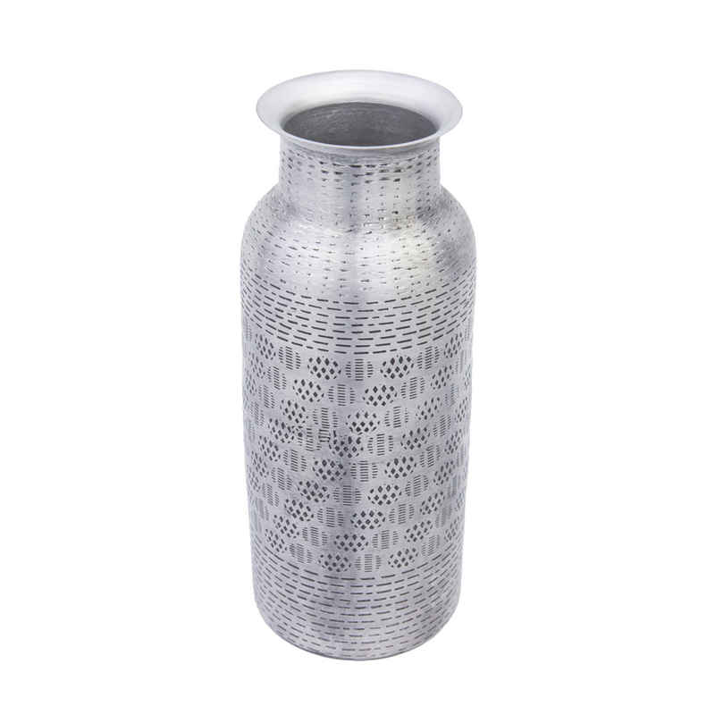 LaLe Living Dekovase Vase Kaela gehämmert in Silber, H: 26cm, Ethno Look
