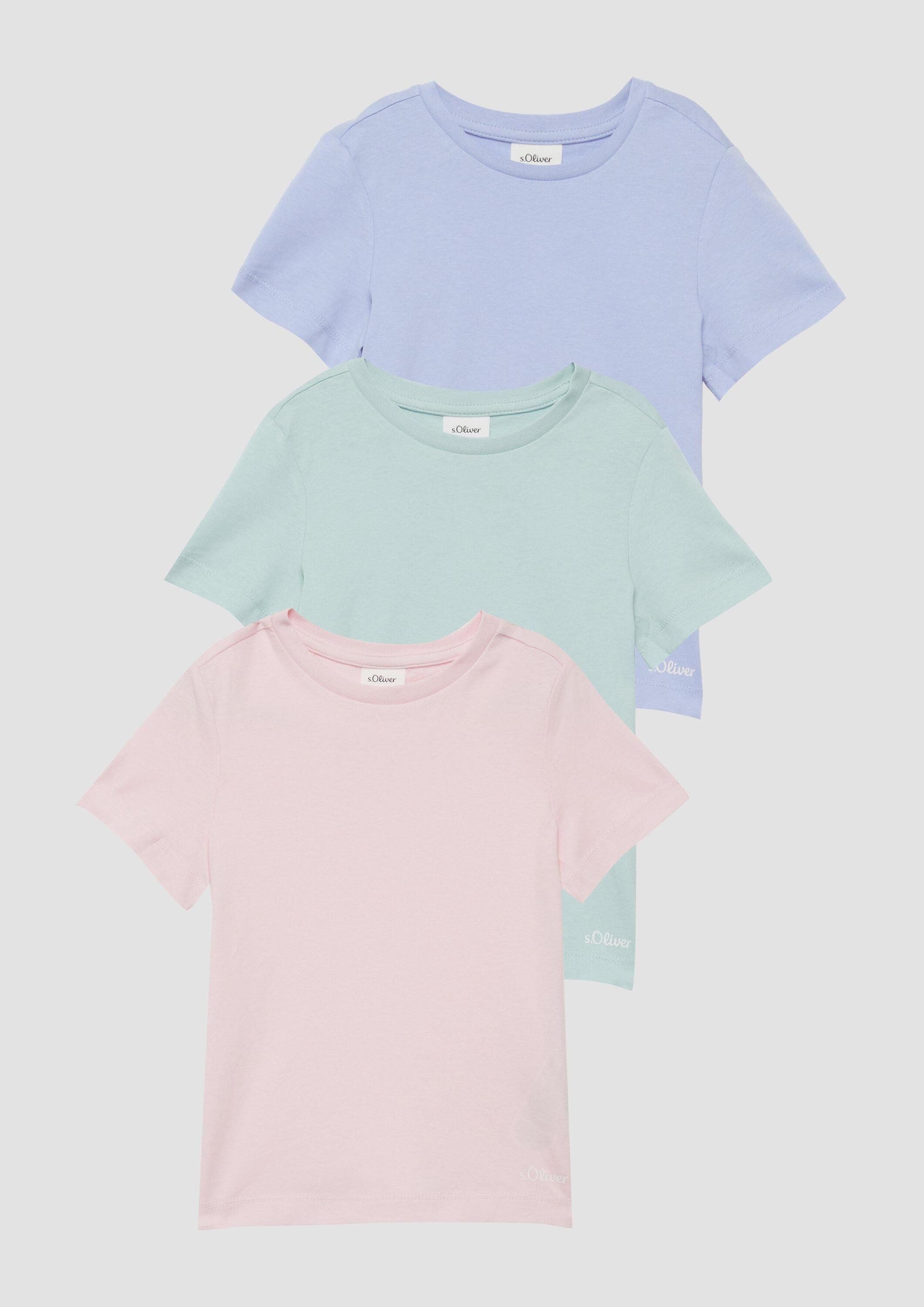 s.Oliver Kurzarmshirt T-Shirt 3er-Pack Unisex T-Shirts mit Logoprint