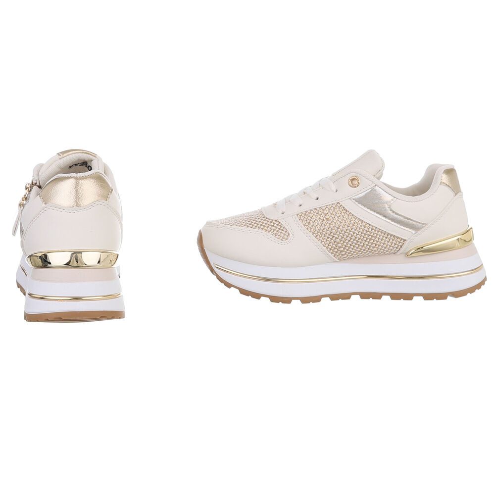 Ital-Design Stylischer Sneaker mit Reißverschluss für Damen Sneaker (91260965) Keilabsatz/Wedge Sneakers Low in Beige – Bild 5 von 5