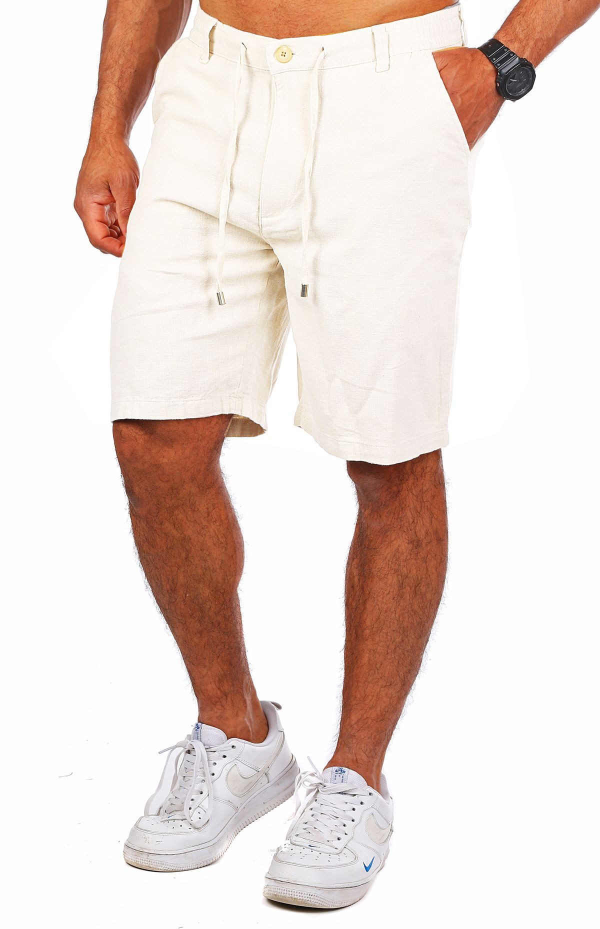 CARISMA Shorts Herren Leinen Baumwoll Mix Hose kurz trendig angenehm regular fit 2219 in Unifarbe