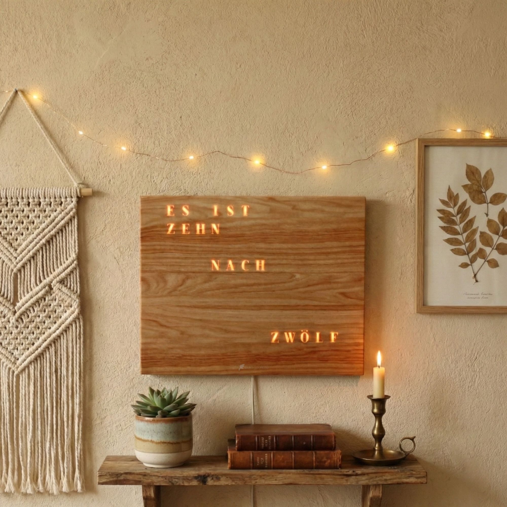 build-yours.de Wanduhr Wortuhr Jupiter in Deutsch - LED Wanduhr zum Aufhängen & Hinstellen (Elegante WordClock aus Stuttgart)