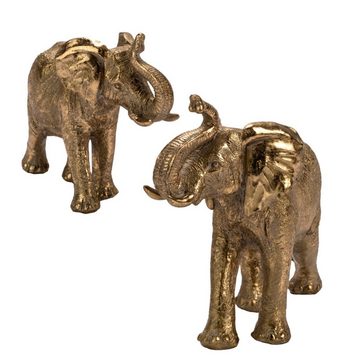 Cosy Home Ideas Tierfigur Dekofiguren 2er Set Elefanten gold glitzernd Resin (Set, 2-er Set), Figuren aus Resin, gold farbig