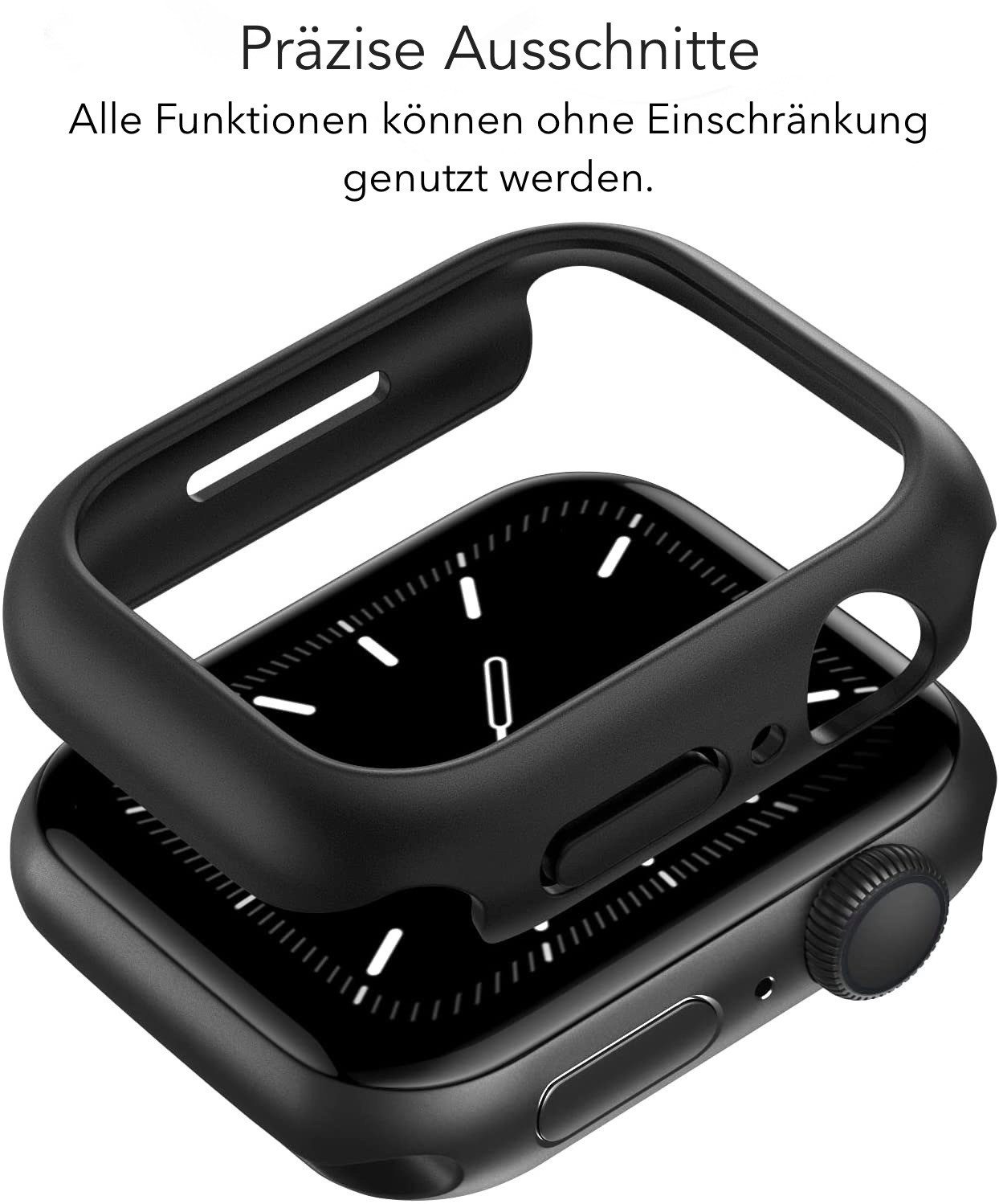 AVANA Smartwatch-Hülle für Apple Watch Series 11 10 42mm / 46mm Hülle Schutzhülle Case Cover, PC, offenes Display, Schwarz