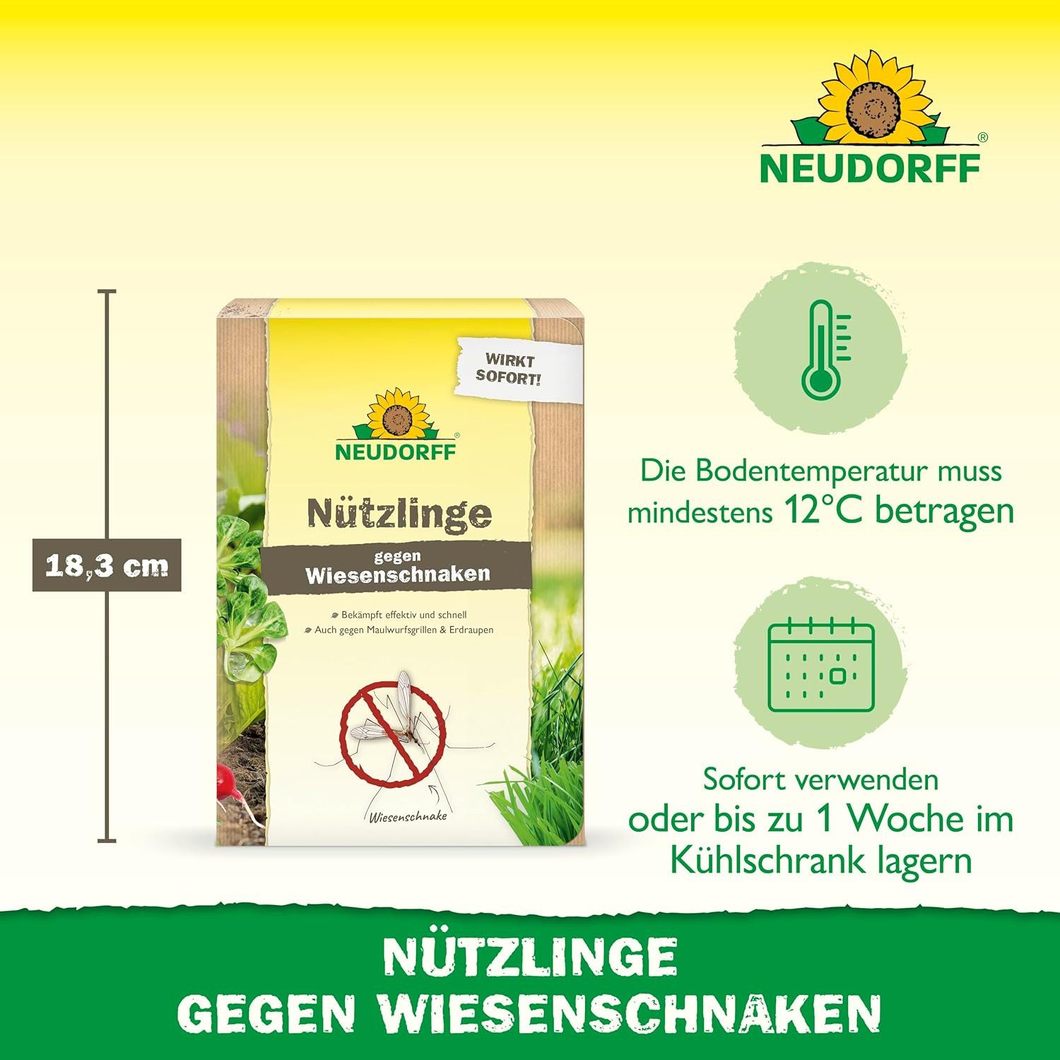 Neudorff Nematoden Nützlinge gegen Wiesenschnaken, Maulwurfsgrillen und Erdraupen, 10 Mio. für 50 m²