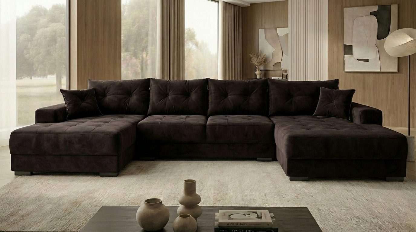 A&J MöbelLand GmbH Ecksofa VIENA, FABIO, VALTOR, MODENA mit Schlaffunktion, Bonellfederkern, Viele Varianten zur Auswahl – wählen Sie Farbe!, TOP ANGEBOT!