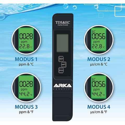 Microbe-Lift Wasserteststreifen Arka TDS / EC - Messgerät 3in1 TDS & EC & Temperatur