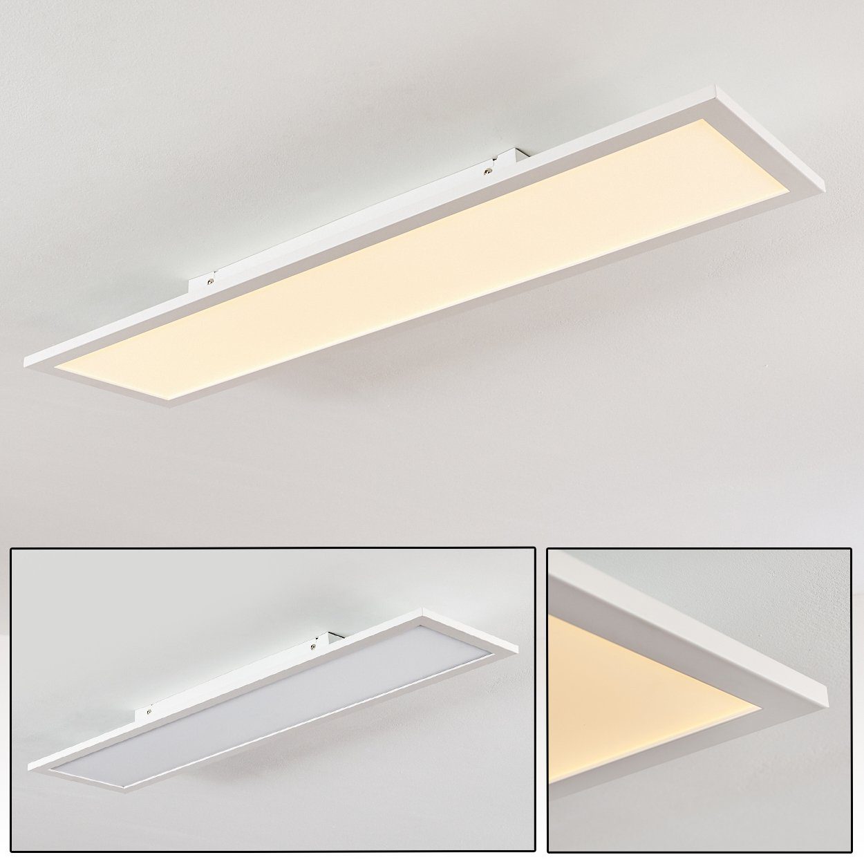 Design Kelvin, Deckenpanel Lumen, flachem Deckenleuchte Watt, längliche 3000 »Vacil« 3200 LED hofstein modernes Panel in Aluminiumin aus 40 Weiß, Deckenlampe