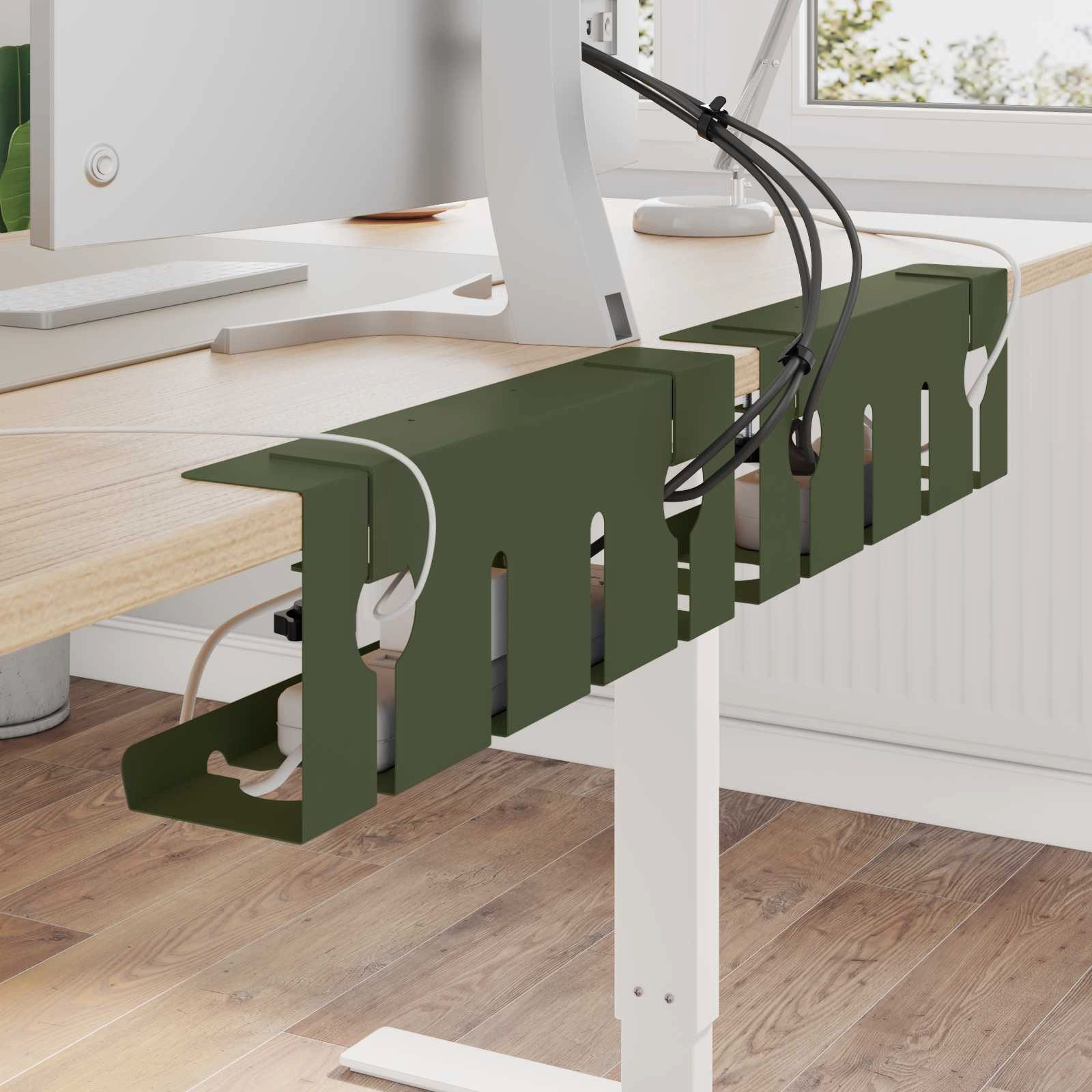 vidaXL Kabelzubehör Unter dem Schreibtisch Kabelmanagement Tray 2 Stk. Olivgrün, (2-tlg)