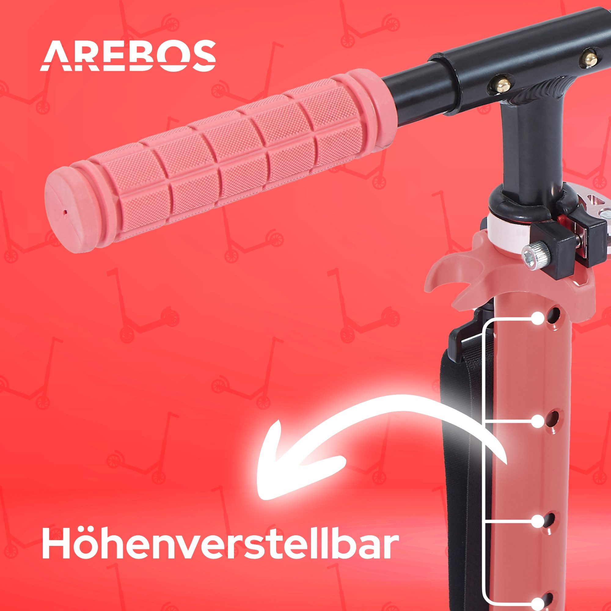 Arebos Tretroller klappbar höhenverstellbar 78–93 cm, ab 6 Jahre, 100 kg, 0 W, Fahrspaß überall: ideal für Schule, Freizeit oder kurze Wege – Bild 5 von 5