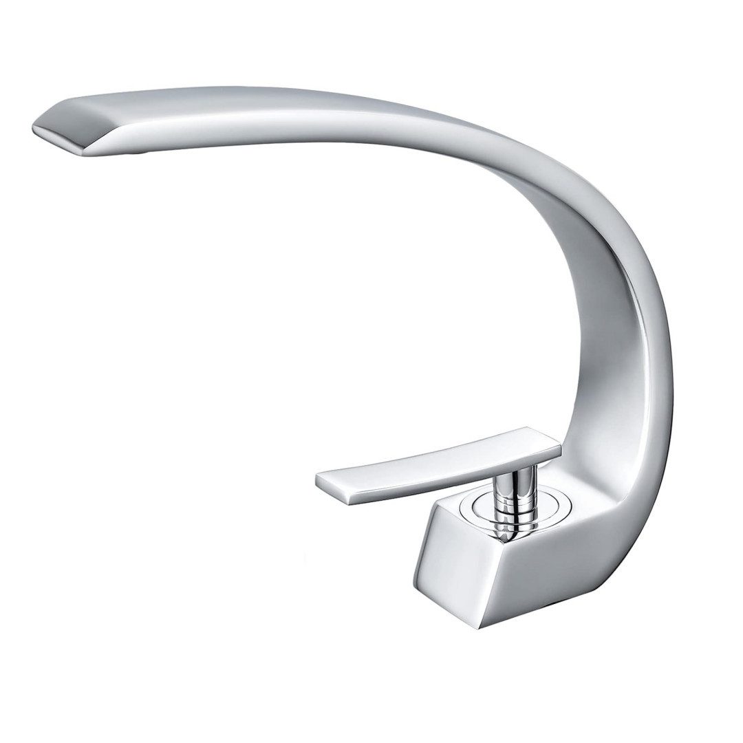 REDOM Waschtischarmatur Waschtischmischer Badarmatur Wasserhahn Badezimmerarmatur Einhand (3/8 Zoll Norm-Anschluss Messing + Stahl Chrom-Finish 19cm Auslaufhöhe, Mischbatterie Waschtischbatterie Waschbeckenarmatur + Keramikkartusche) Wasserfall für Badezimmer Toiletten Oder Gäste WC Waschbecken usw