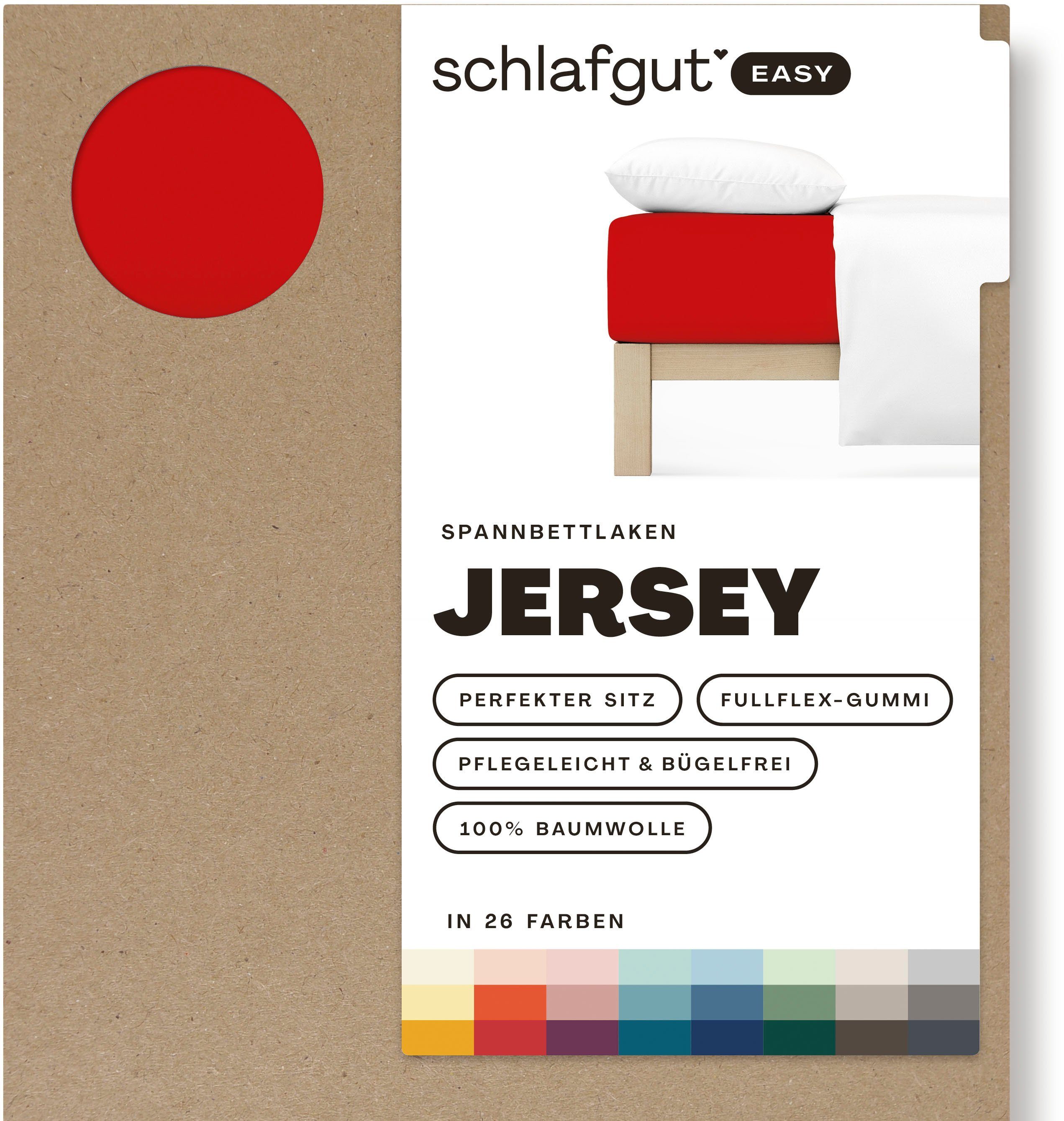Schlafgut Spannbettlaken EASY JERSEY Bettlaken, 150 g/m², 100% Baumwolle, Spannbetttuch, Jersey, Gummizug: rundum, (1 Stück), Spannbettlaken bis 22 cm Höhe, büg – Bild 3 von 5