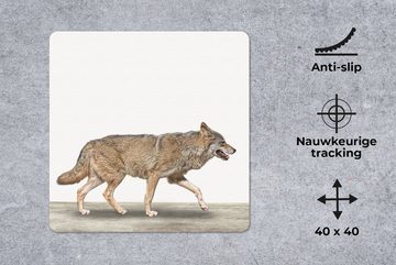 MuchoWow Gaming Mauspad Wolf - Weiß - Tiere - Jungen - Kinder (1-St), Mousepad mit Rutschfester Unterseite, Gaming, 40x40 cm, XXL, Großes