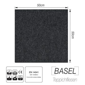 Teppichfliese Basel, Bodenschutz, Erhältlich in 8 Farben, 50 x 50 cm, Floordirekt