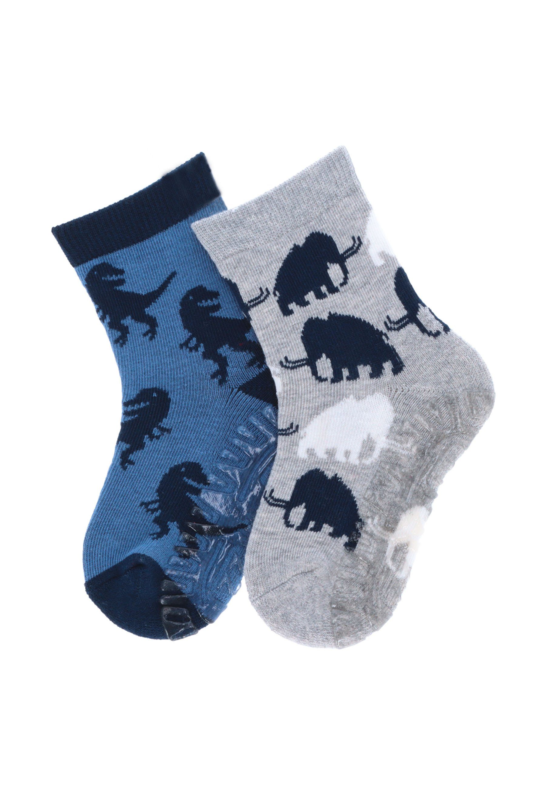 Sterntaler® ABS-Socken Fliesen Flitzer AIR 2er-Pack Mammut + Dino (2-Paar, 2er-Pack) Rutschsocken mit Noppen an der Sohle, ABS- Socken mit süßen Motiven