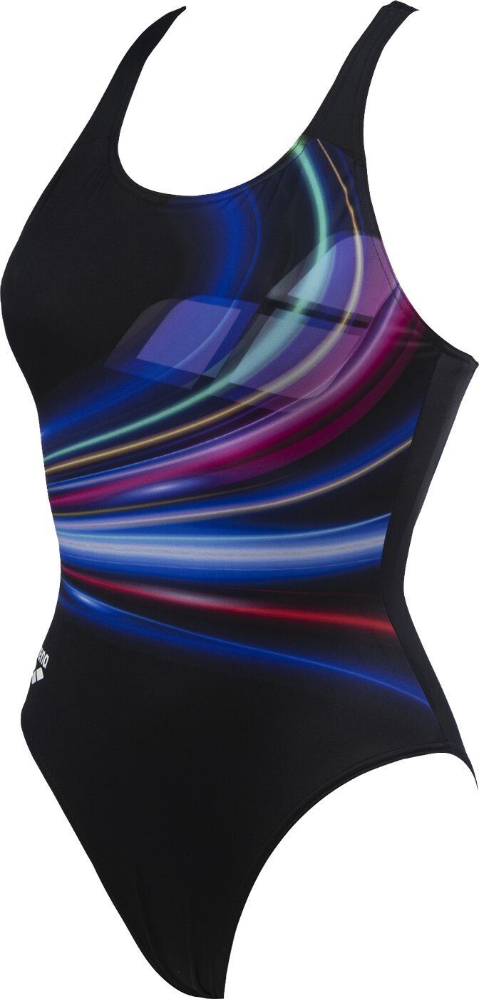 Arena Schwimmanzug W FLASHING LIGHTS V BACK ONE PIECE BLACK-FREAK ROSE