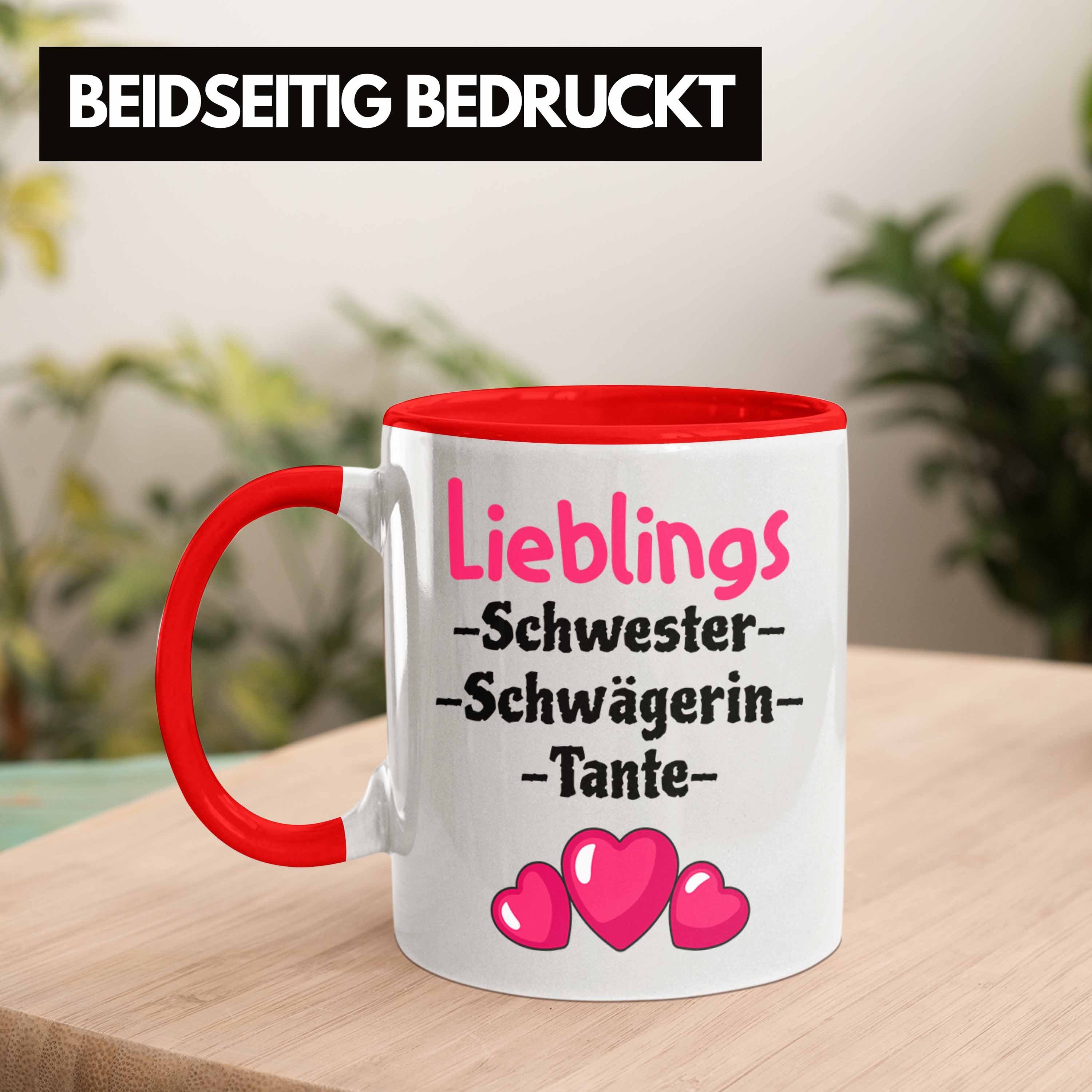 Tante Trendation Geschenk mit Tasse Lieblings - Rot Tasse Trendation Schwester Spruch Schwägerin