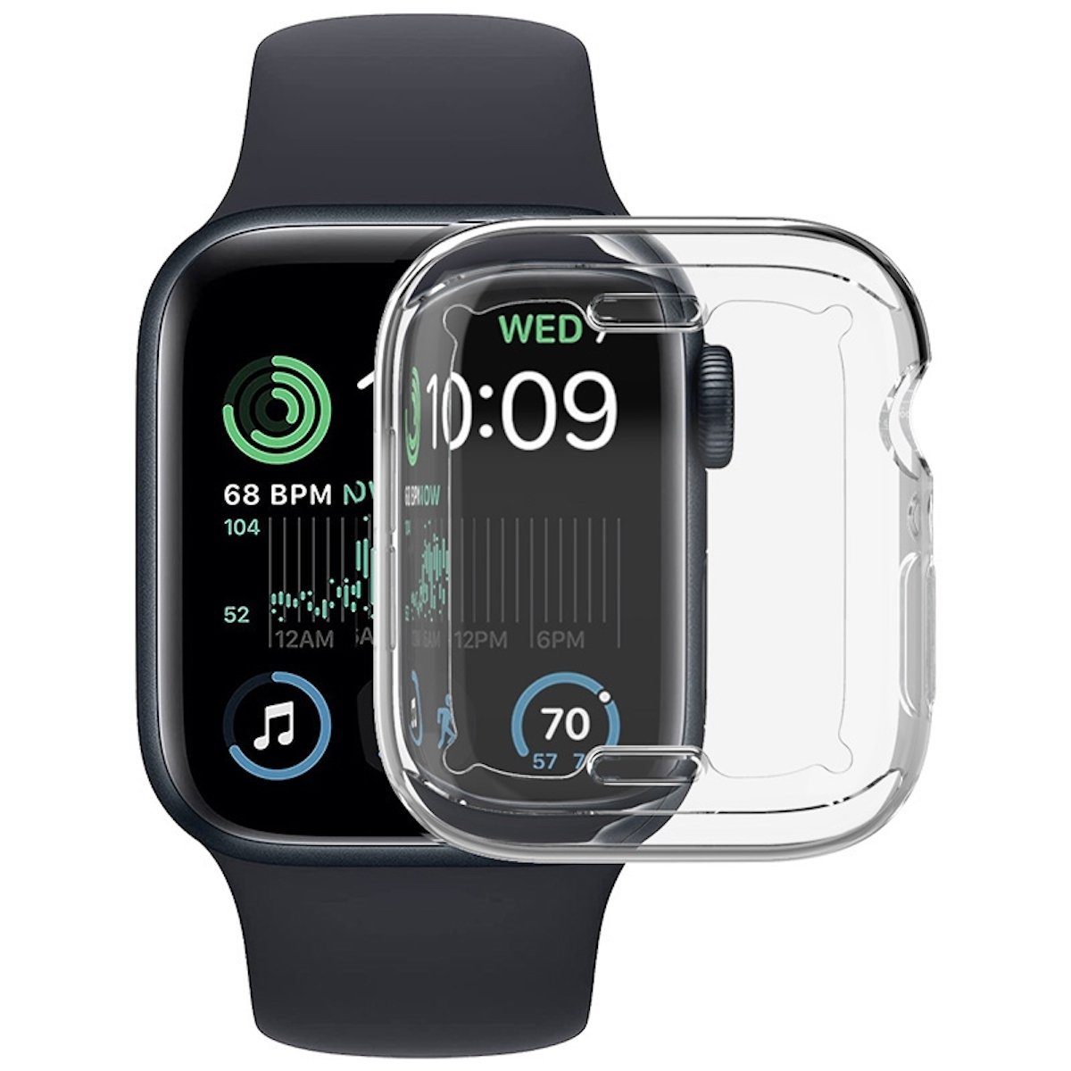 Wigento Smartwatch-Hülle Für Apple Watch SE 2023 / 2022 40mm 360 Grad Schock TPU Silikon Hülle