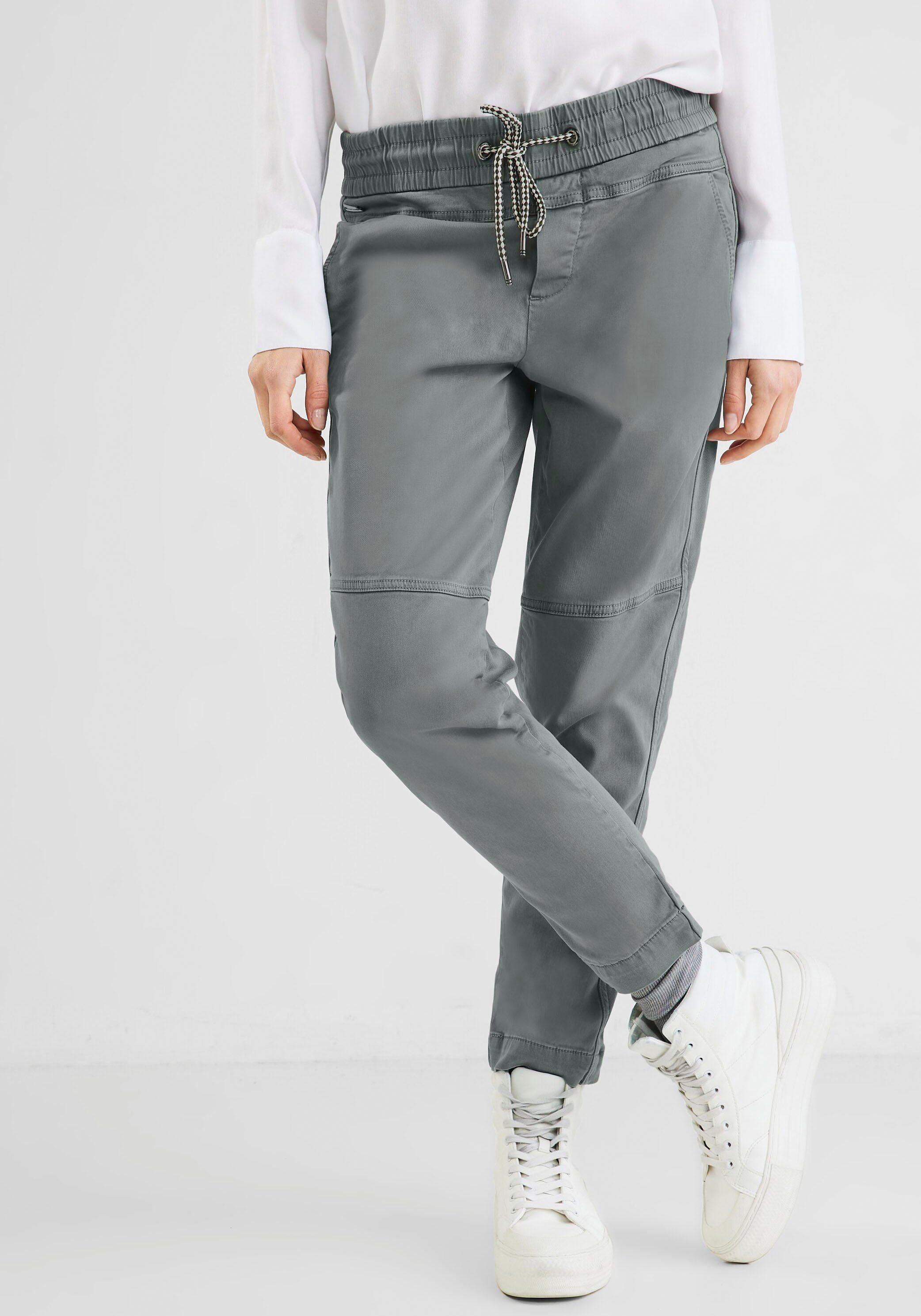 STREET ONE Dehnbund-Hose, Dezente Ziernähte auf dem unifarbenen 4-Pocket- Style