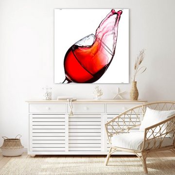 Primedeco Glasbild Wandbild Quadratisch Rotwein schüttet aus mit Aufhängung, Getränke
