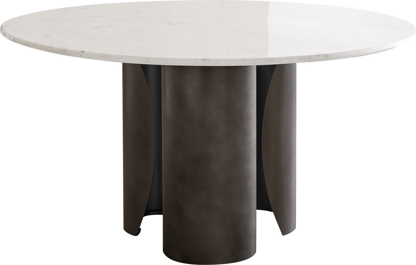 DELIFE Esstisch Adenza, Rund Marmor Weiß 140x140 cm Metall Black Antique