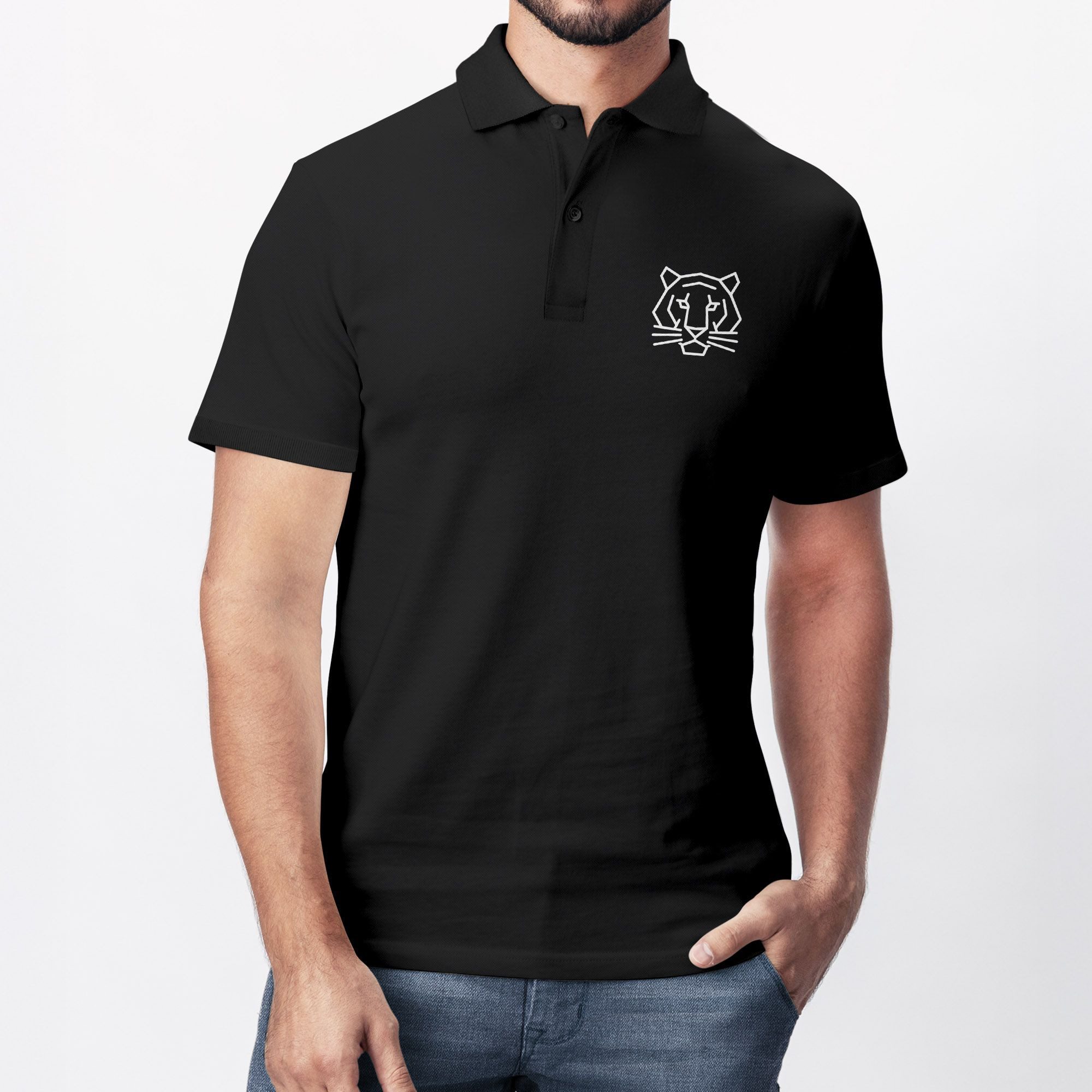 Neverless Poloshirt Poloshirt Herren Tiger Tierlogo im Polygon-Stil – Kurzarm Polo Sommer mit Print