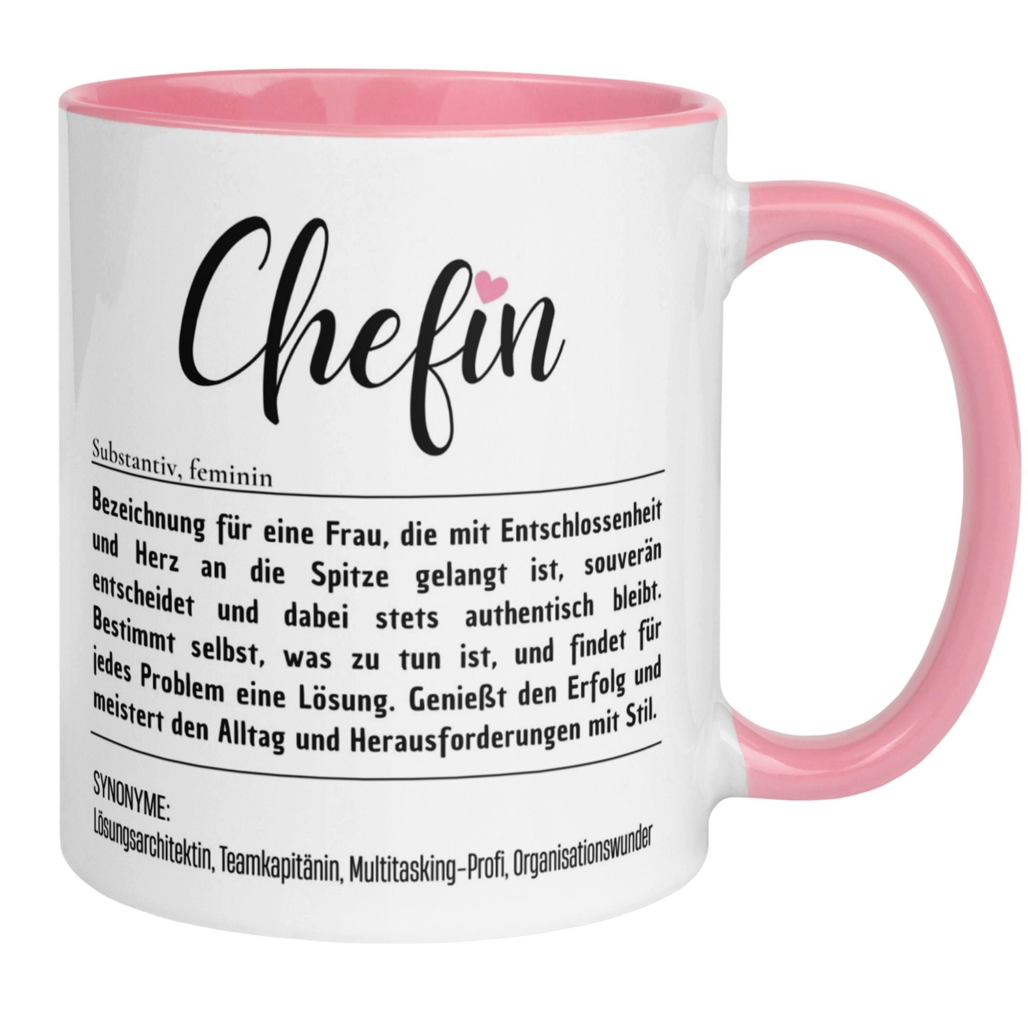 Momentals Tasse Chefin – „Lexikoneintrag & Definition“ – Geschenk Becher Chefin, Beidseitiger Druck · Links- & Rechtshänder · Spülmaschinenfest