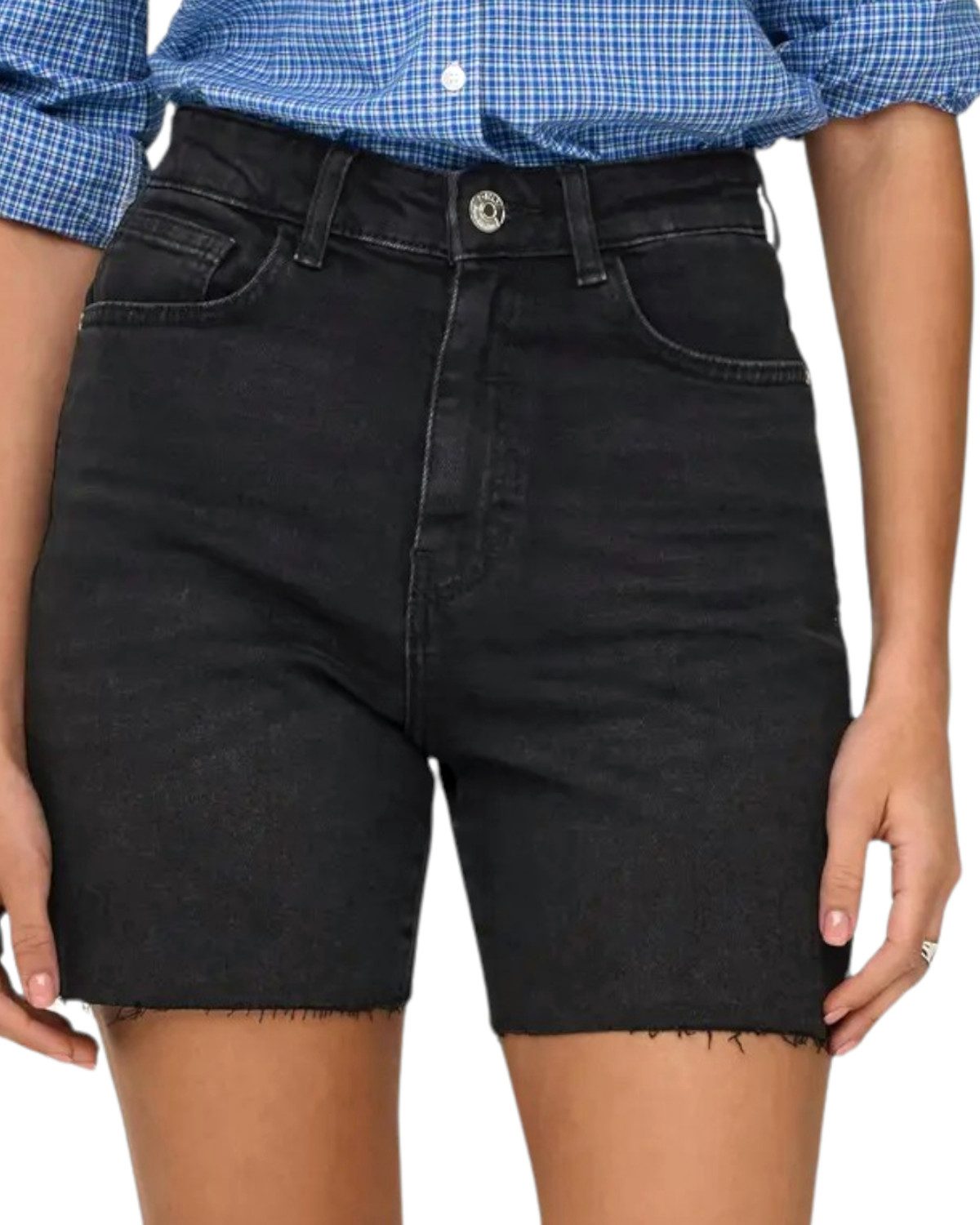 ONLY Jeansshorts (Spar Set) Mid Waist Shorts schwarz im Doppelpack