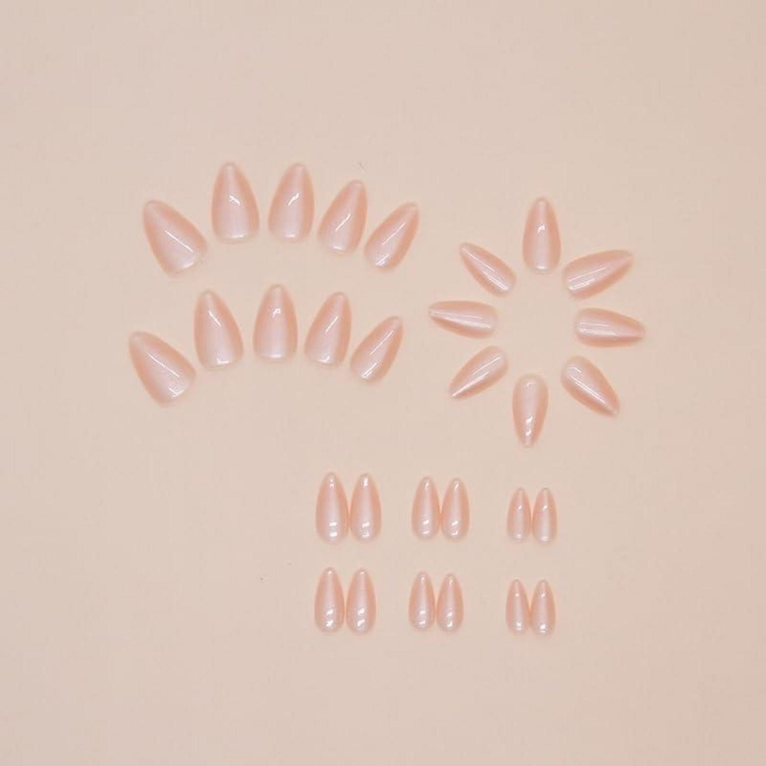LuxusKollektion Kunstfingernägel 24 Gradient Pink Nägel zum Aufkleben Kurz Mandel Press on Nails Oval – Bild 2 von 5