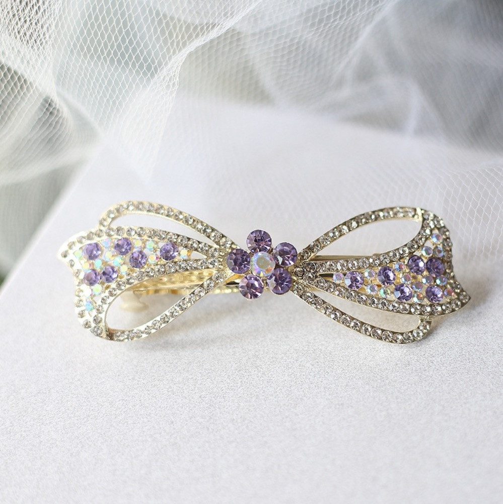 The Beauty House Haarspange Luxus Haarklammer Schleife mit Strass Kristallen Haarkamm Haarschmuck, Haarclip für Damen, Braut, Hochzeit, Party & festliche Anlässe