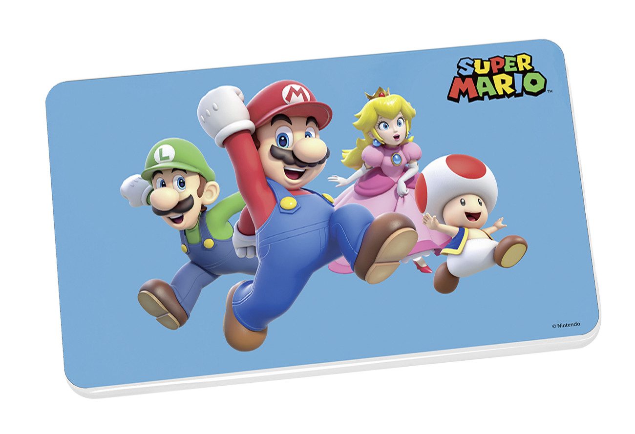 Geda Labels GmbH Frühstücksbrett Super Mario Classic Dimension, Melamin, (1-St), Blau, 23.5x14, Anti Rutschnoppen