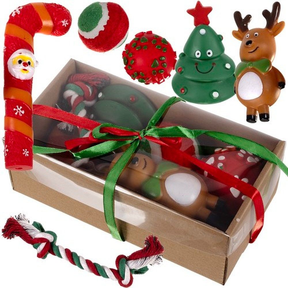 Purlov Zerrspielzeug Hundespielzeug Weihnachtsgeschenk, (Spar-Set 6-tlg), Unterstützt geistige und körperliche Auslastung des Hundes