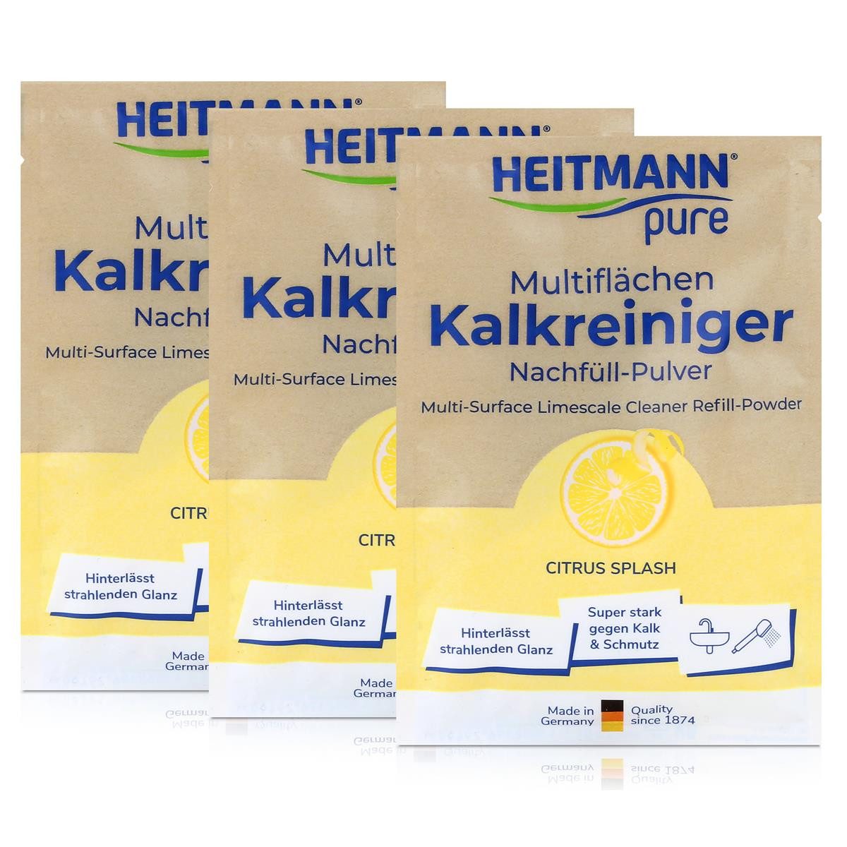 HEITMANN Heitmann pure Multiflächen Kalkreiniger Citrus Nachfüller 25g (3er Pac Küchenreiniger