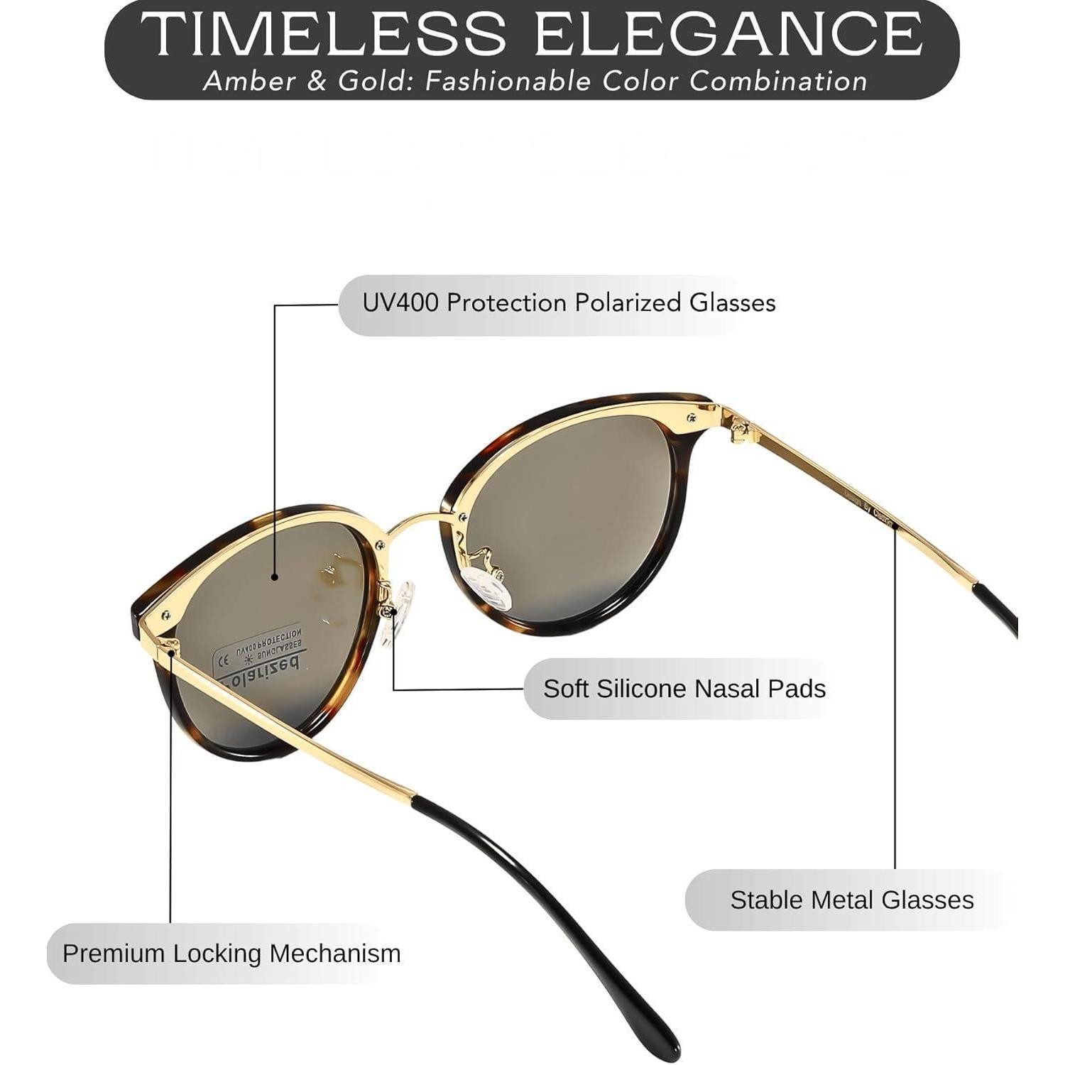 LuxusKollektion Retrosonnenbrille Sonnenbrille polarisierte Damen Pink Lens & Bernstein Rahmen